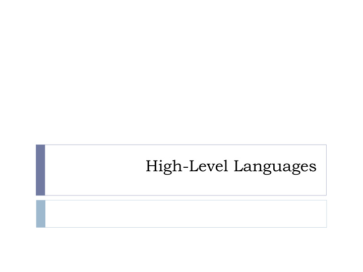 high level languages languages