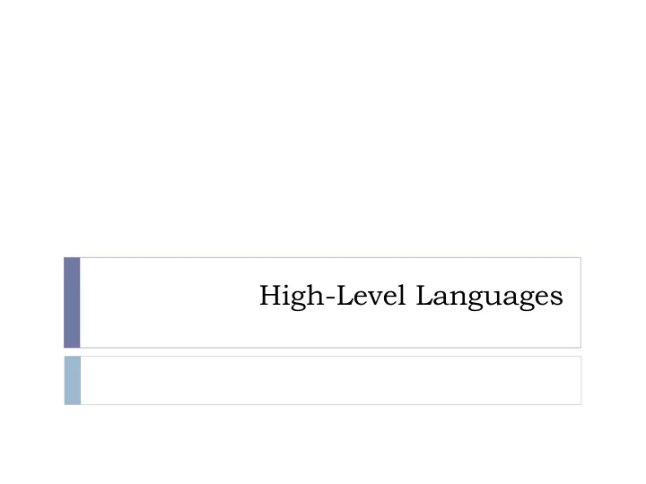 high level languages languages