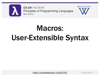 CS 251 Fall 2019 CS 251 Fall 2019  Principles of Programming Languages  Principles of
