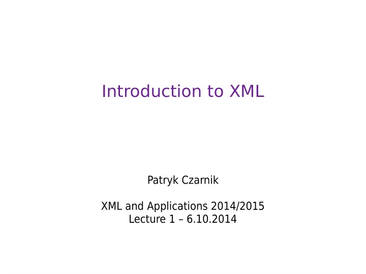 introduction to xml