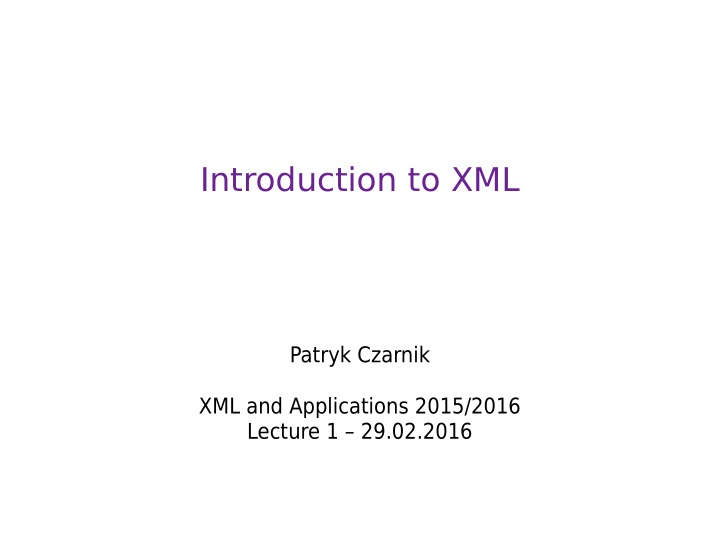 introduction to xml