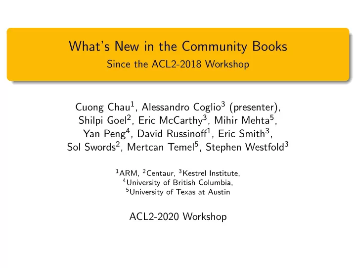 what s new in the community books