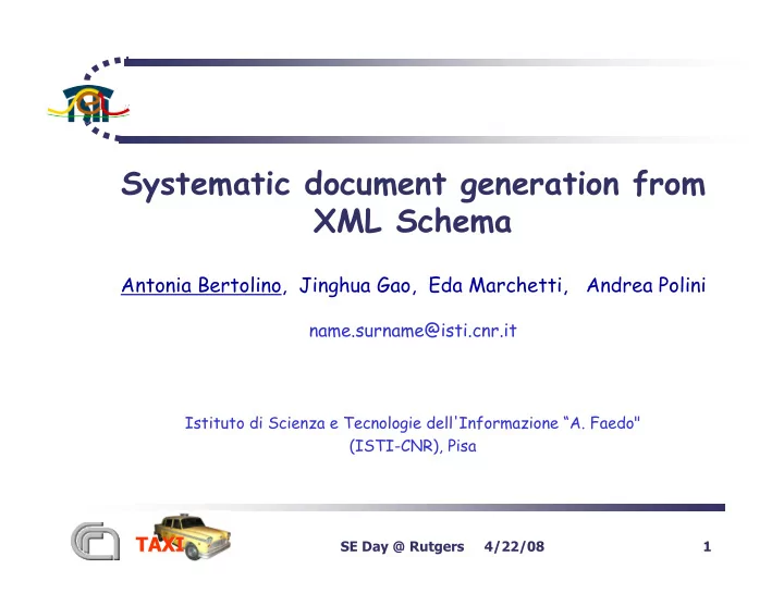 systematic document generation from xml schema