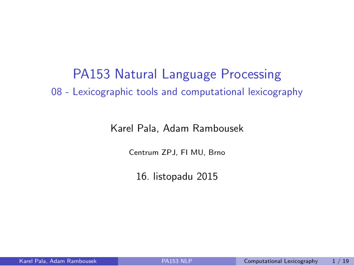 pa153 natural language processing