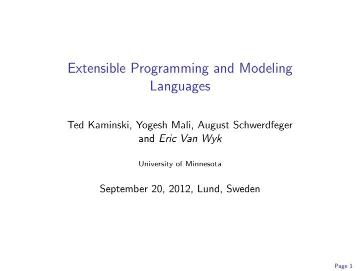 extensible programming and modeling languages