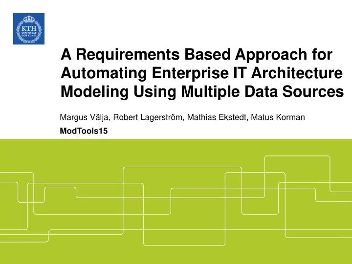 a requirements based approach for automating enterprise
