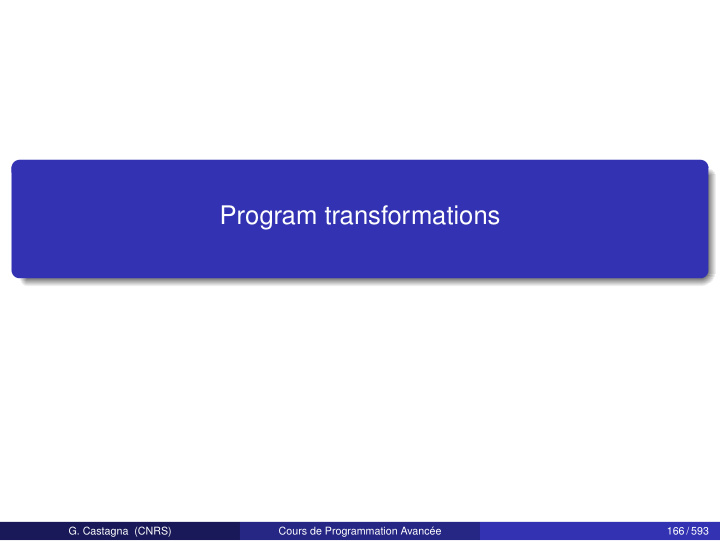 program transformations