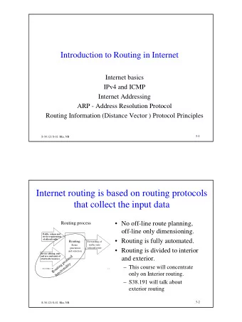 Internet routing is based on routing protocols  that collect the input data   No off-line route