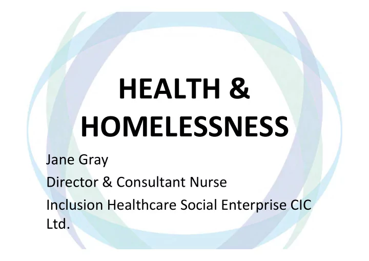 health amp homelessness