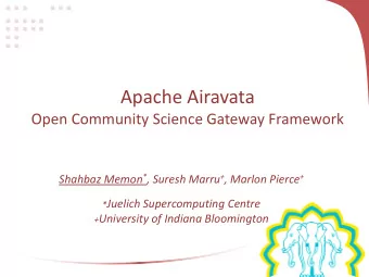 Apache Airavata  Open Community Science Gateway Framework Shahbaz Memon * , Suresh Marru + , Marlon