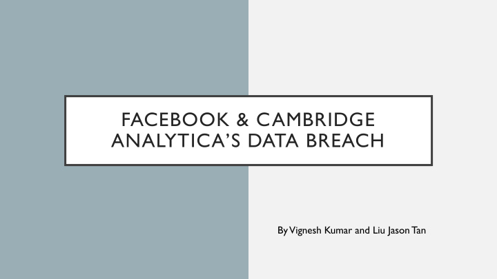 facebook cambridge analytica s data breach