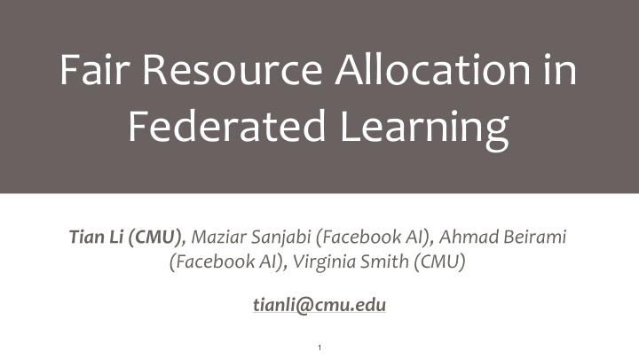 fair resource allocation in federated learning