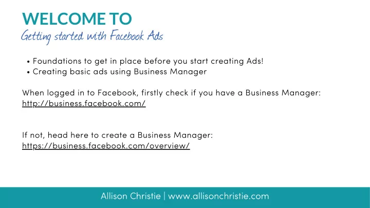 welcome to getting started with facebook ads