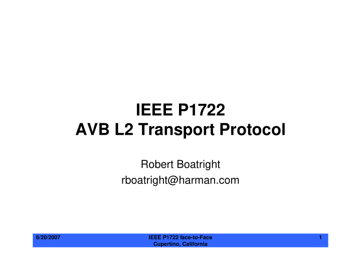 ieee p1722 avb l2 transport protocol