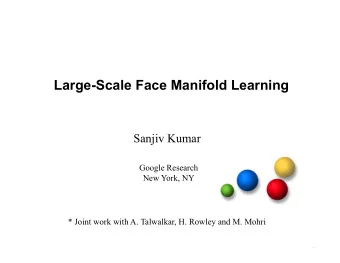 Large-Scale Face Manifold Learning  Sanjiv Kumar  Google Research  New York, NY  * Joint work with
