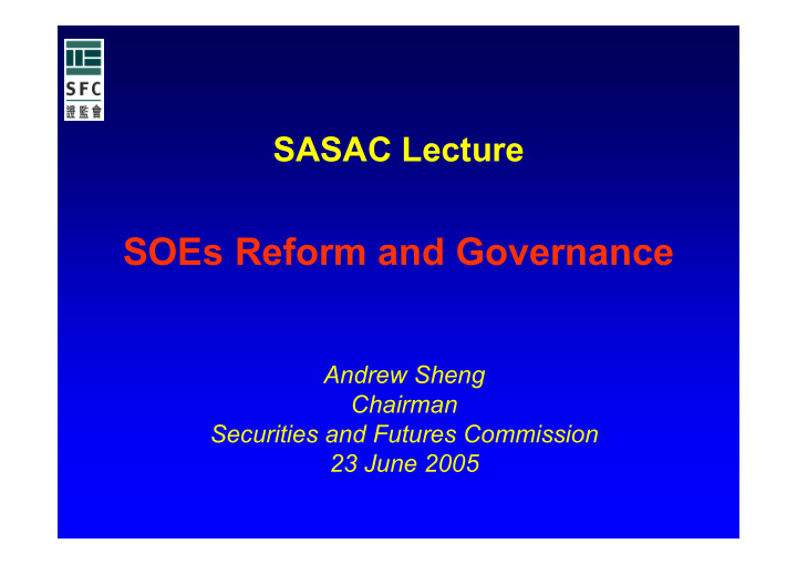 soes reform and governance