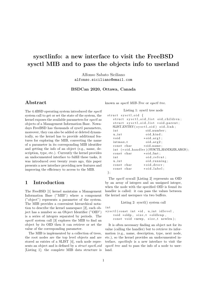 sysctlinfo a new interface to visit the freebsd sysctl