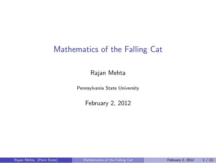 mathematics of the falling cat