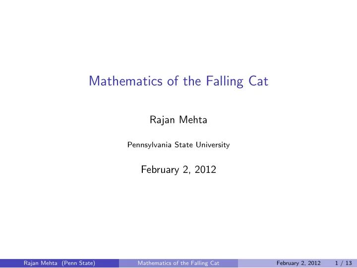 mathematics of the falling cat