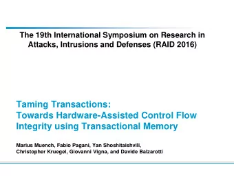 Taming Transactions:  Towards Hardware-Assisted Control Flow  Integrity using Transactional Memory