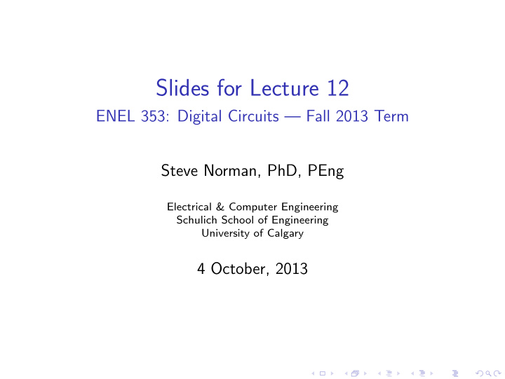 slides for lecture 12