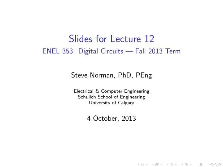 slides for lecture 12