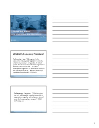 what is parliamentary procedure