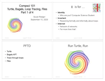 I is for   Turtle, Bagels, Loop Tracing, Files  Part 1 of 4  Identity  Who are you?