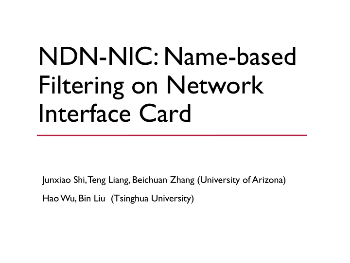 ndn nic name based filtering on network interface card