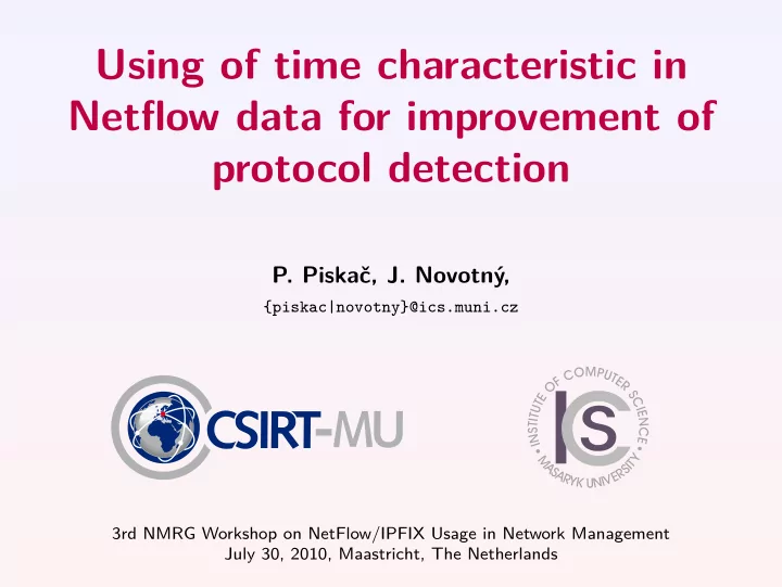 using of time characteristic in netflow data for