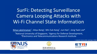 SurFi: Detecting Surveillance  Camera Looping Attacks with  Wi-Fi Channel State Information Nitya
