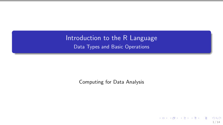 introduction to the r language