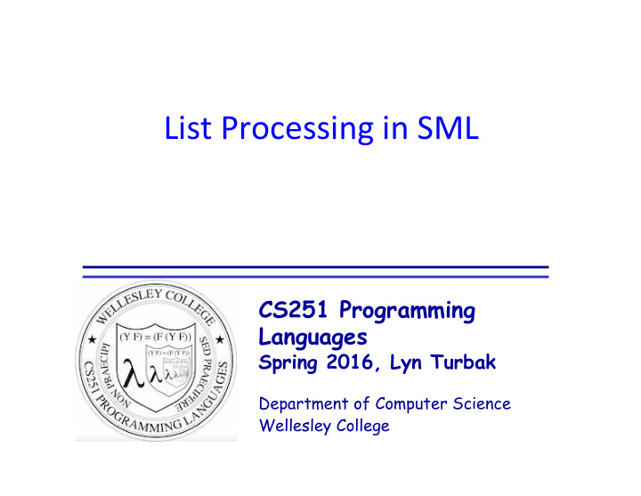 list processing in sml