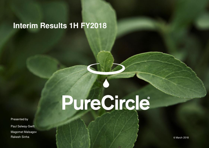 interim results 1h fy2018