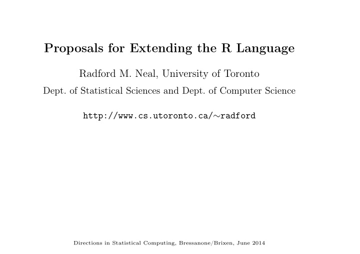 proposals for extending the r language