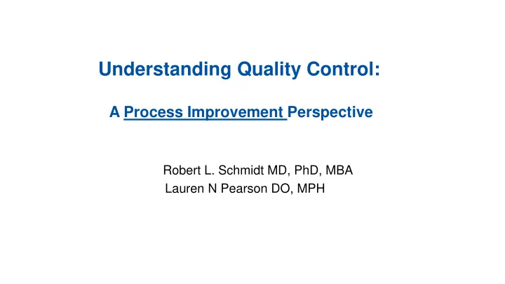 understanding quality control
