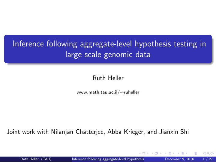 inference following aggregate level hypothesis testing in