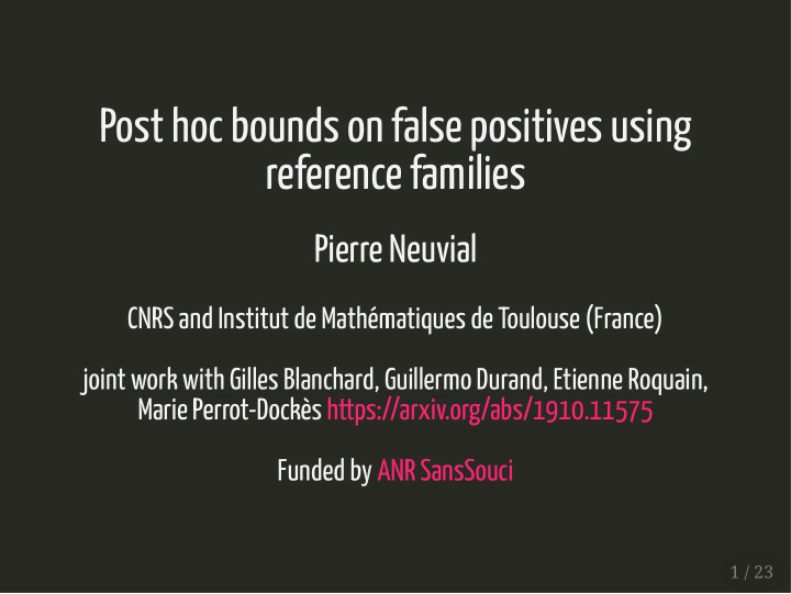 post hoc bounds on false positives using post hoc bounds