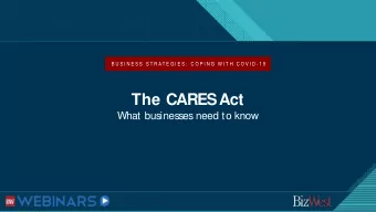 The CARES Act  What businesses need to know  1  The CARES Act  Panelist  Click to edit Master title
