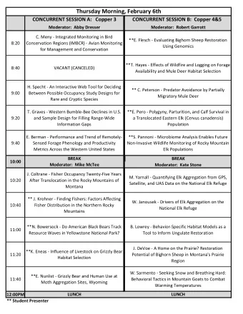 Thursday Morning, February 6th  CONCURRENT SESSION A:   Copper 3  CONCURRENT SESSION B:  Copper