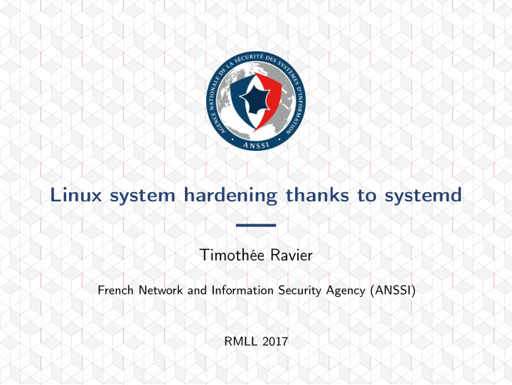 linux system hardening thanks to systemd