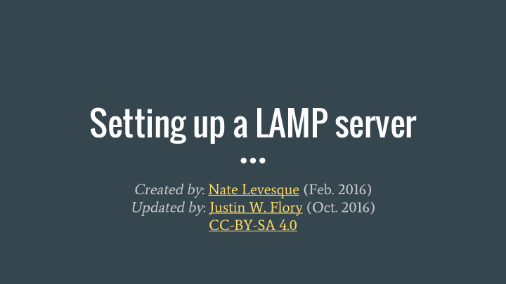 setting up a lamp server