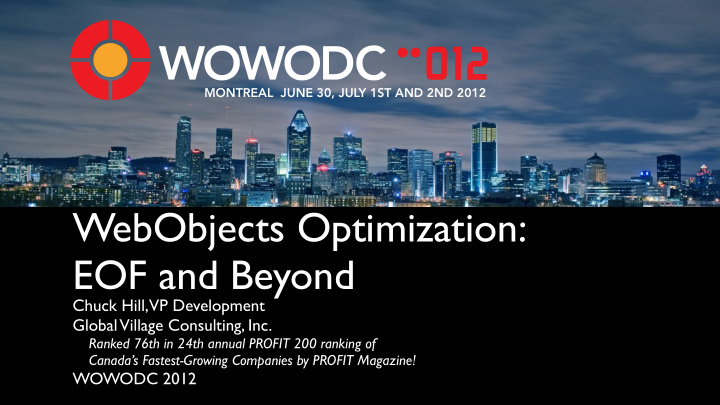 webobjects optimization eof and beyond