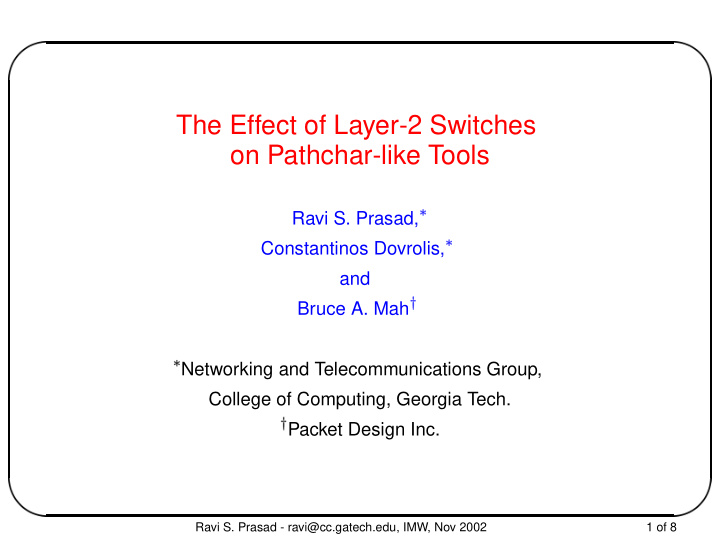 the effect of layer 2 switches on pathchar like tools