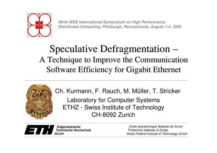 speculative defragmentation speculative defragmentation