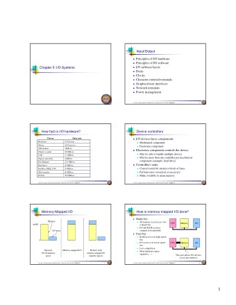 1  Direct Memory Access (DMA) operation  Hardwares view of interrupts  Bus  Chapter 5  Chapter 5