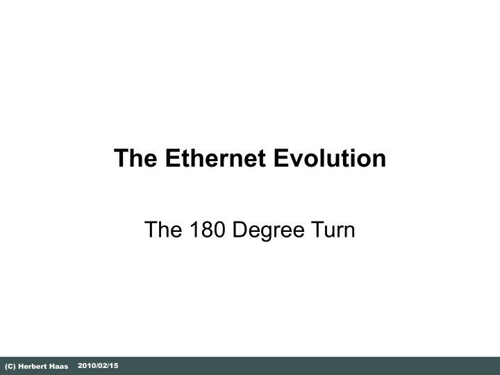 the ethernet evolution