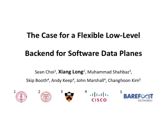 The Case for a Flexible Low-Level  Backend for Software Data Planes Sean Choi 1 , Xiang Long 2 ,