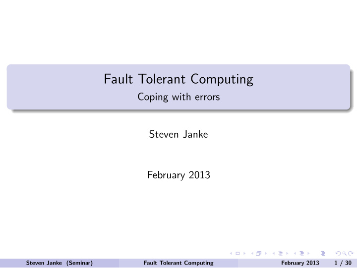 fault tolerant computing
