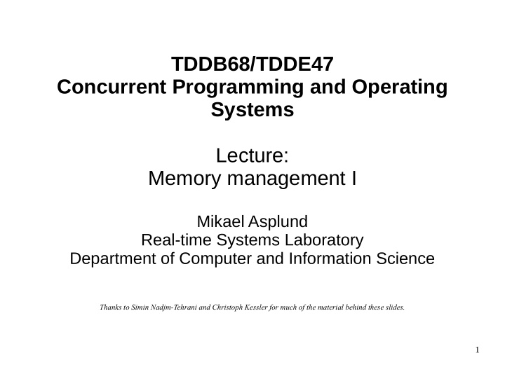 tddb68 tdde47 concurrent programming and operating